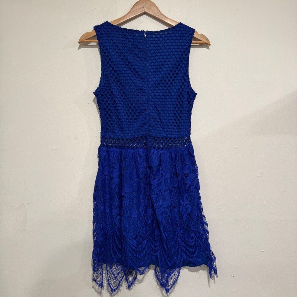 Rhapsody Crotchet Royal Blue Mini Dress Size Medium - Picture 5 of 5